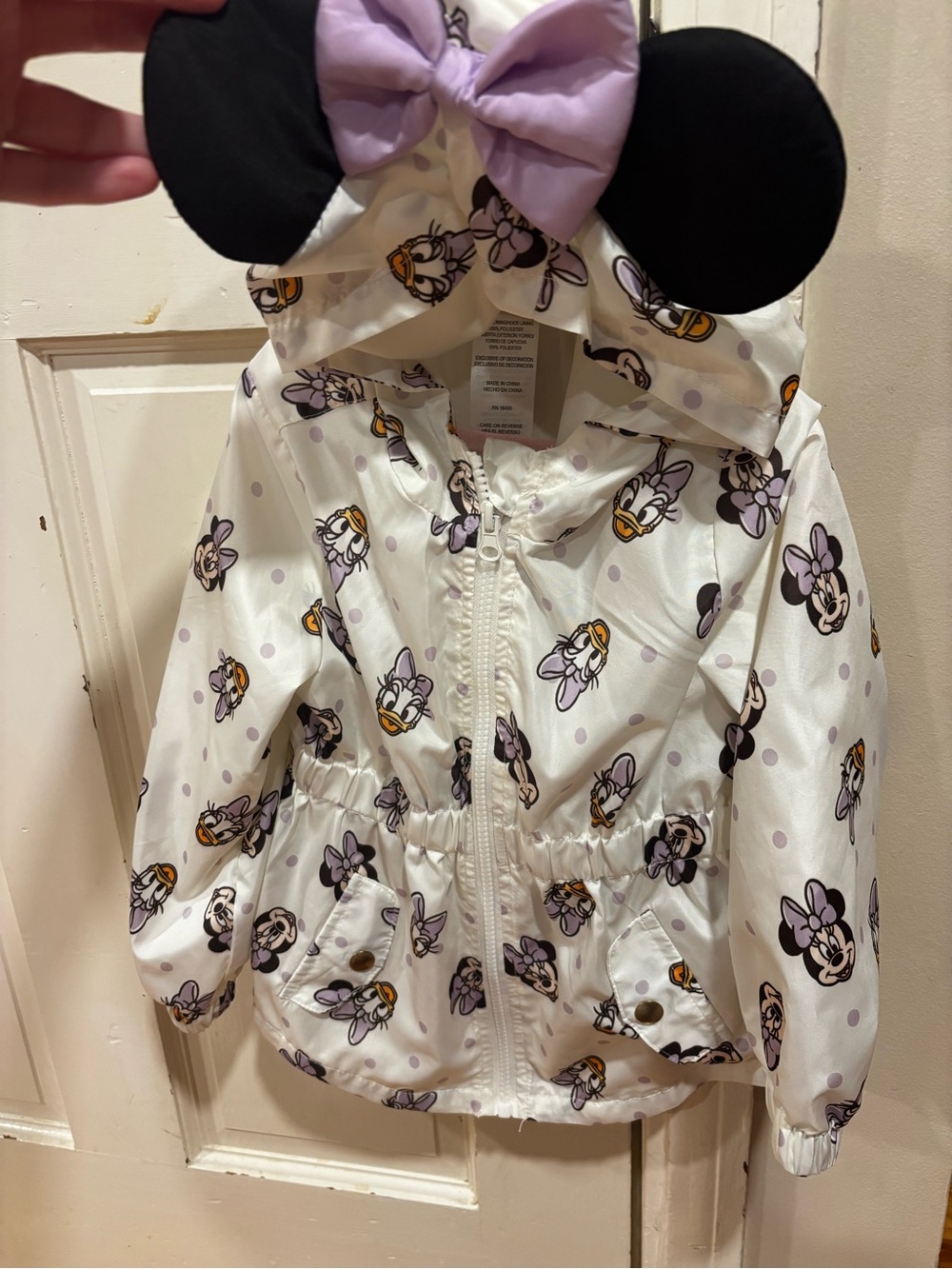Disney Girls Minnie Mouse Hooded Jacket in White & Lavender